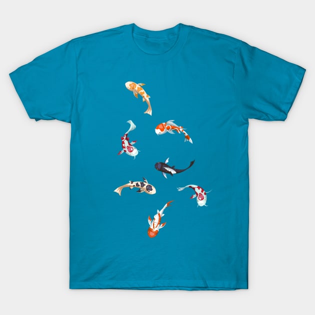 Koi Fishes Sticker Pack - Set of 7 Koi Japanese Carps T-Shirt by EddieBalevo